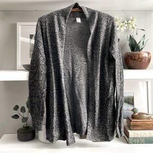GAP Black and White Heathered Open Shawl Collar Lightweight Cardigan Size Small